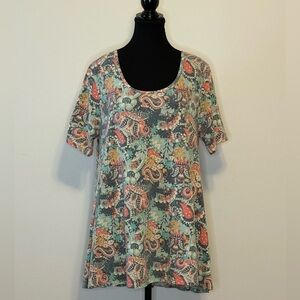 LuLaRoe Multicolor Paisley and Floral Short Sleeve Top